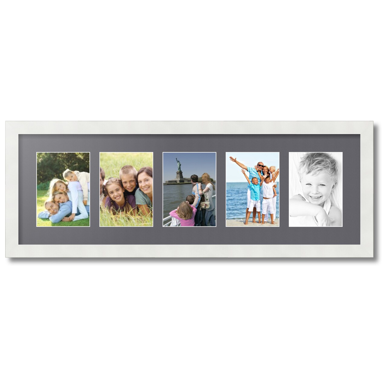 ArtToFrames Collage Photo Picture Frame with 5 - 5x7 inch Openings, Framed in White with Over 62 Mat Color Options and Plexi Glass (CSM-3966-152)